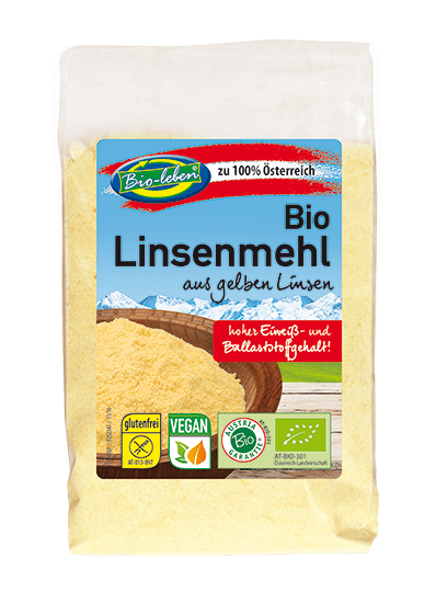 Gluten-free organic yellow lentil flour from Austria